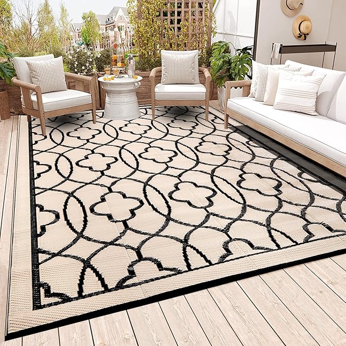 Pendolr Outdoor Rug Waterproof 8x10 ft Outdoor Carpet Patio Rug Mat Reversible RV Camping Rug Plastic Straw Rug Outside Outdoor Area Rug for Patio Deck Balcony Backyard Picnic Beach