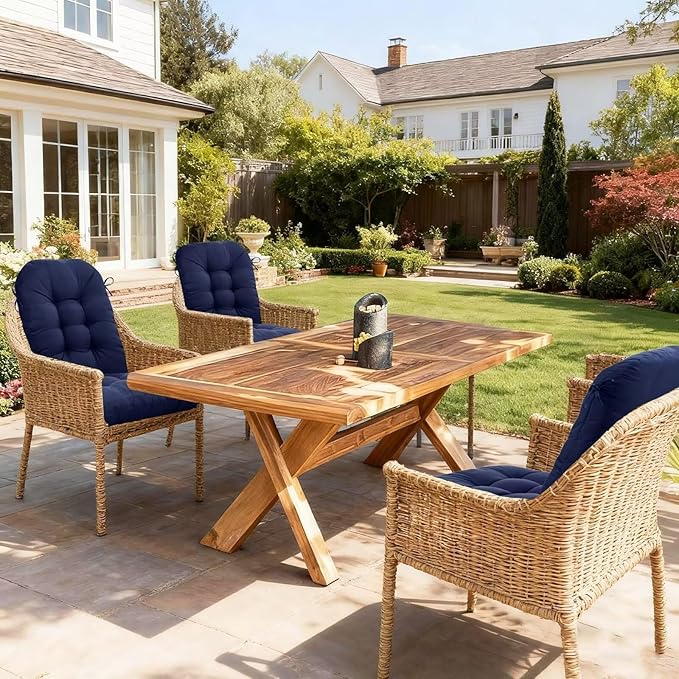 Waterproof Rocking Chair Cushion Patio Chair Cushions Tufted Chair Pads for Rocker Furniture Indoor Outdoor Navy Green