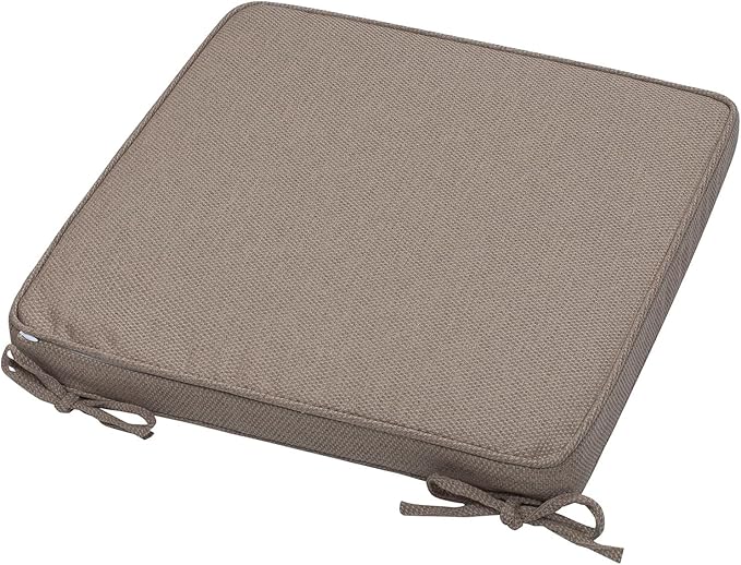 Magpie Fabrics Square Corner Seat Cushion, 18" x 18" x 2.5", 2 Pack, Indoor/Outdoor Waterproof Weather Resistant Universal Chair Pads for Patio Garden Dining - Brown