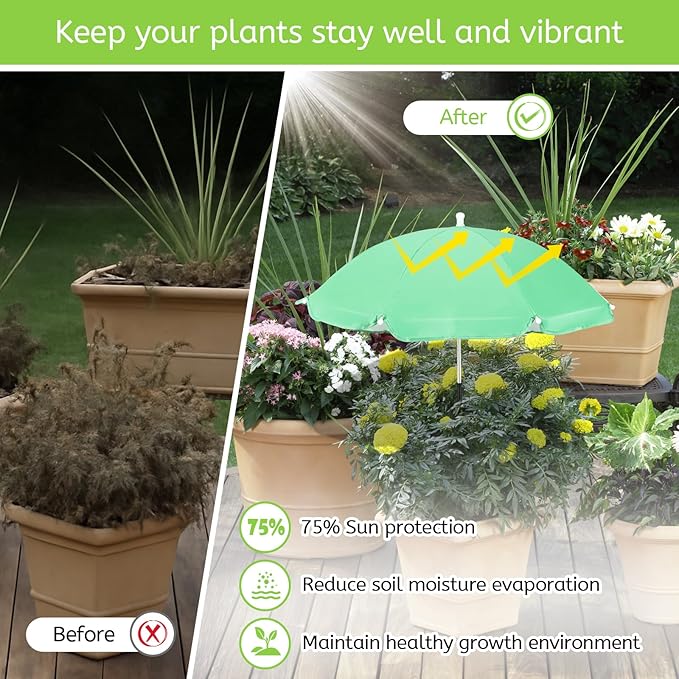 JOLVAK Plant Umbrellas for Outdoor Plants,Adjustable Garden Shade Umbrella for Potted Plants & Garden Beds from Direct Sunlight