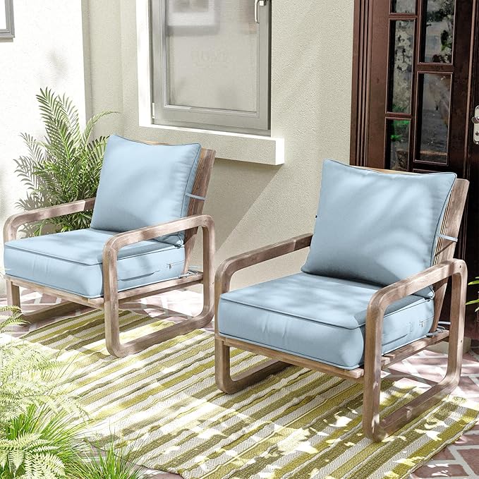 Outdoor Patio Chair Cushions Set 22 L X 22 W X 4 H Waterproof & Fade Resistant Deep Seat and Back Cushions with Removable Covers Outdoor Seat Cushion Set for Chairs and Sofas