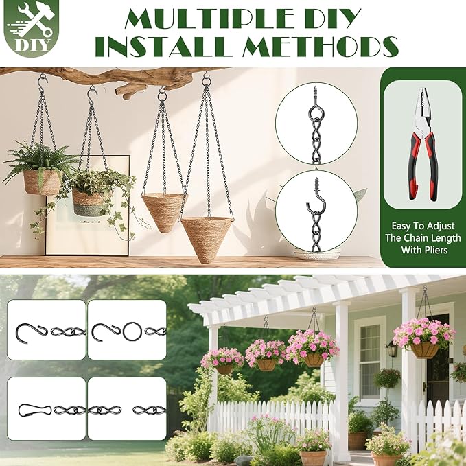 236 Inch Hanging Basket Chain,Decorative DIY Metal Black Hanging Chain for Photo,Bird Feeder,Wind Chimes，Planters Baskets