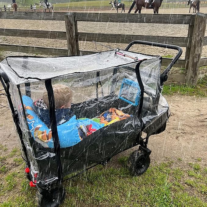 Wagon Cover for Rain, Universal Rain Cover Water Proof Wind Cover Stroller Baby Trend Quad Radio Flyer Wagon Rain Cover Trolley Cart Accessories for Outdoor Garden Camping Picnic