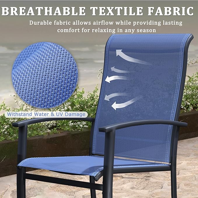 Outdoor Dining Chairs Set of 4, Patio Chairs with Metal Frame & Textilene Fabric, Perfect for Patio Garden Deck