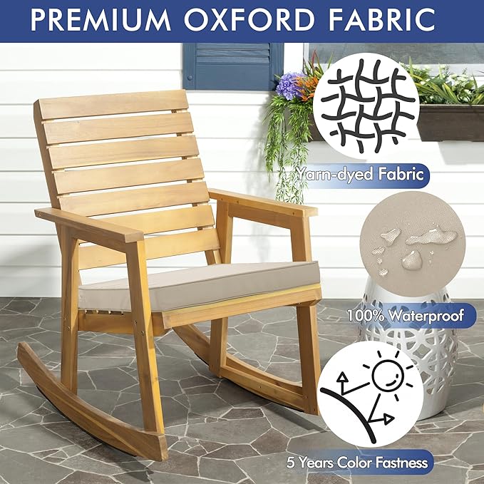 Outdoor Chair Cushions 16 x 17 Inch Water Resistant Patio Chair Cushions with Tie Color Fastness Thick Outdoor Seat Cushion for Garden Lawn Patio Furniture Cream Set of 2