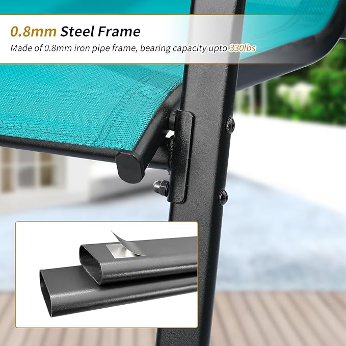 Stackable Outdoor Patio Dining Chairs with Backrest/Armrests for Lawn Garden Balcony Deck Camping-Set of 2 Or 4 (2, Turquoise)