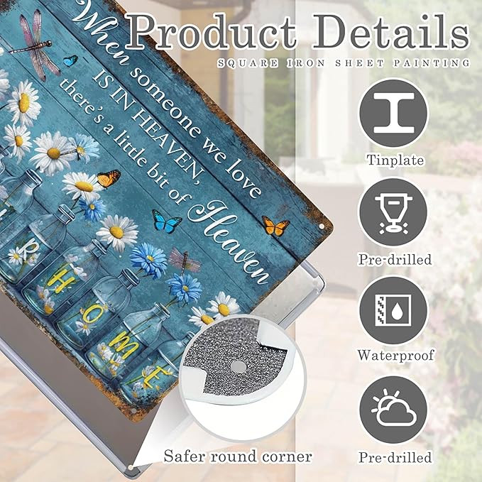 Custom Garden Signs Personalized Metal Tin Sign for Women, Retro Funny Welcome Metal Sign for Outdoor, Patio, Yard Rustic Home Decor Gift for Mothers Day, Grandmas, and Gardening Lovers Blue