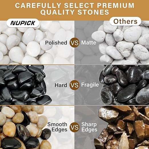 NUPICK 6lb White River Rocks for Plants Indoor, 2-3Inch White Pebbles for Vases Fillers, Decorative Gravel for Fish Tank, Natural Polished Stones for Succulent, Bonsai, Landscaping, Bird Baths