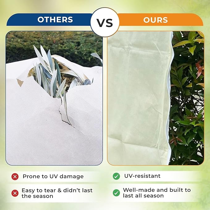 Plant Covers Freeze Protection, 10ft x 10ft Extra Large Tree Covers with Zipper & Drawstring, Frost Cloth for Winter, Outdoor Plant Blankets for Cold Weather, 1 Pack