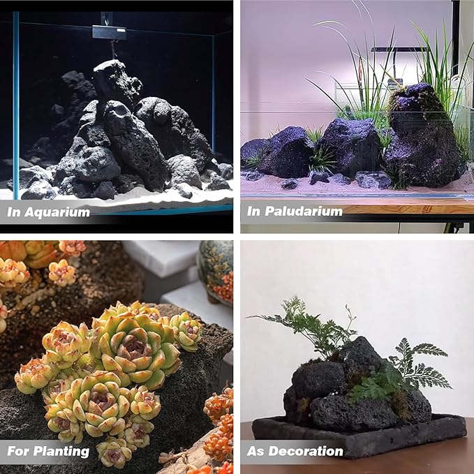 Aquarium Rocks for Fish Tank Bonsai Succulent Planters Garden Aquascaping Landscaping 10lb Natural Volcanic Lava Stones Decorative Indoor and Outdoor (6-8pcs 4-7 inches)