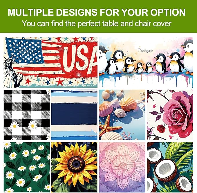 Abstract Picnic Table Cover with Bench Covers Set of 3 - Blue White Gradient Textured Pattern, Elastic Fitted Tablecloth for 6 Ft Tables, Washable Polyester Cover for Patio, Indoor & Outdoor