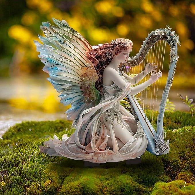 Bohemian Fairy Flower Pot Decor - Planter Pots Decor & Garden Accessories for Home or Garden (Harp Elf)