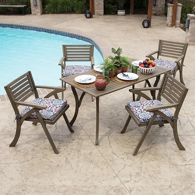 Arden Indoor/Outdoor Seat Or Rocking Chair Cushion, 19 x 18, Water Repellent, Rain Proof, Fade Resistant Cushion for Rocking Or Dining Chairs Clark Blue