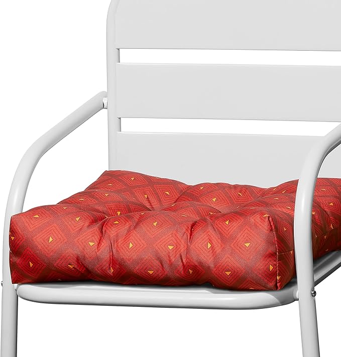 Duck Covers Water-Resistant Indoor/Outdoor Seat Cushions, 19 x 19 x 5 Inch, 2 Pack, Ruby Mosaic, Outdoor Patio Cushions