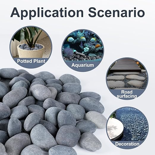 40 lbs River Rocks for Landscaping, 1-2 inch Natural Rocks for Aquarium, Fish Tank, Decorative Garden Stones for Plants, Flower Pots, Vase, Walkways
