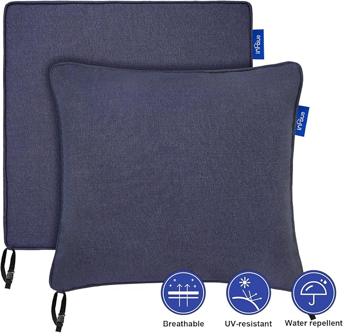 Deep Seat Cushions, Outdoor Cushions, Patio Furniture Cushions, Deep Seat & Back Cushion Patio Cushions for Backyard Couch Sofa Fade Resistant (22x24x4 inches 3 Sets, Blue Grey)
