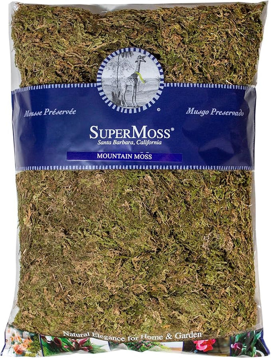 SuperMoss (23913) Mountain Moss – Natural Green Sphagnum Moss for Soil Top Dressing, Potting Mix, Garden Decor, and Craft Projects, 480 cu in, Dried