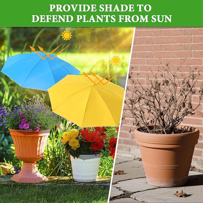 3 Pack Plant Umbrellas for Outdoor Plants - Adjustable Height Garden Umbrella Shade for Potted Plants Garden Beds Flower Pot, Provide Shade to ‌Defend Plants from Blazing Sun, Upgraded Larger Size