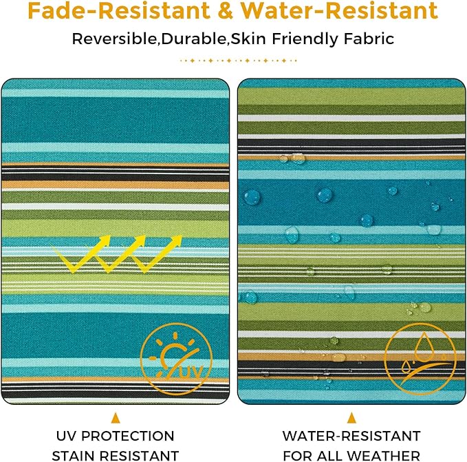 Outdoor Chair Cushions Set of 2,Patio Seat Cushion 17"x16"x2",U-Shaped Dining Chair Cushion 17 by 16 Inch,Water Resistant,Fade-Resistant Chair Pads for Kitchen Garden Furniture(Green Stripe)