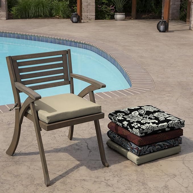 Arden Indoor/Outdoor Seat Or Rocking Chair Cushion, 19 x 18, Water Repellent, Rain Proof, Fade Resistant Cushion for Rocking Or Dining Chairs Tan Leala