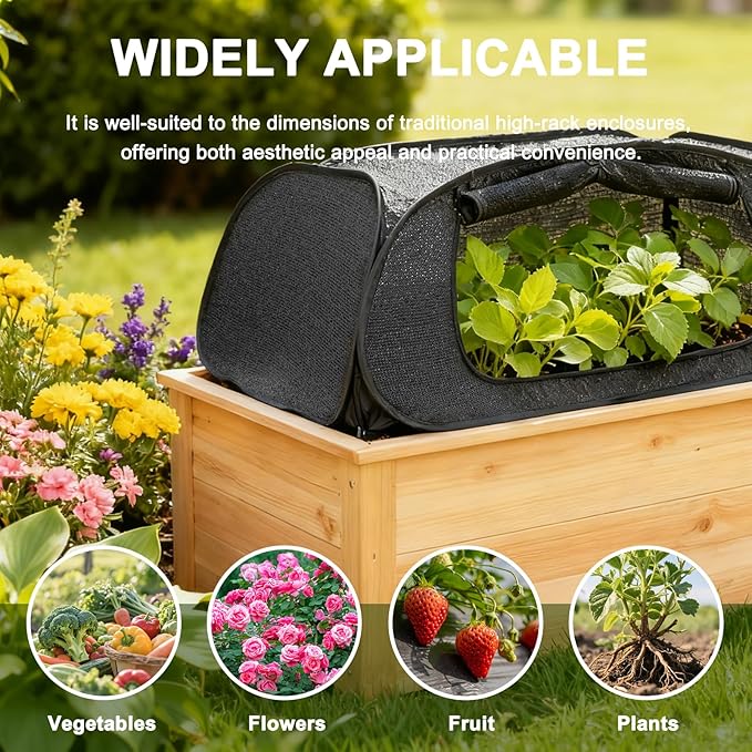 Garden Cover for Raised Beds 45“ x 22” x 16" Pop-Up Mesh Plant Garden Bed Cover For Vegetables, Seedlings, Fruits, Frost Protection, Outdoor Gardening Bird and Animal Barrier Greenhouse Cover