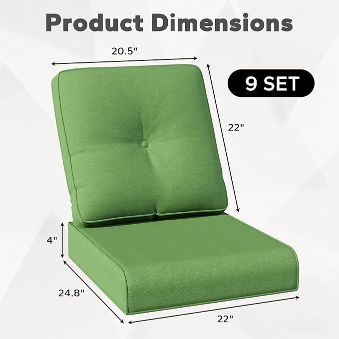 Joyside Outdoor Chair Cushions Set, 22x25/22x24 Inch Patio Furniture Deep Seat Cushions, Water Resistant & Thick Cushion, Outdoor Replacement Cushions for Seat and Sofa