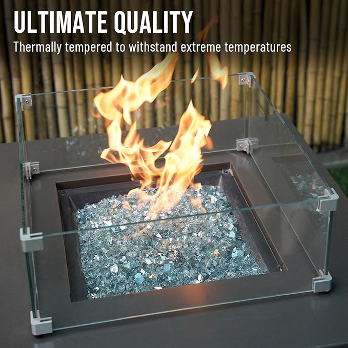 Skyflame 10-Pound Fire Glass for Fireplace Fire Pit and Landscaping, 1/4-Inch Aqua Blue Reflective