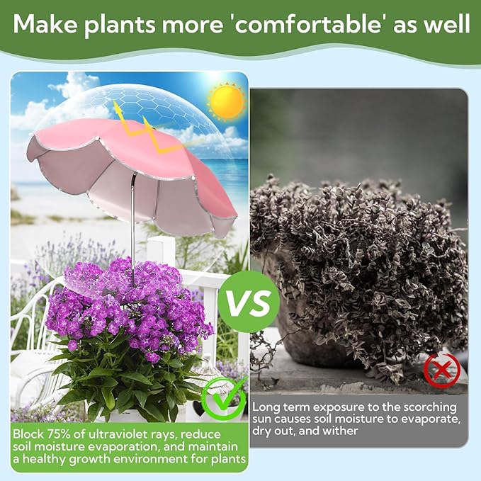 6 Pack Plant Umbrellas for Outdoor Plants, Large Upgraded Plant Shade Umbrella with Adjustable Angle, Sun Shade Cover to Defend Plants From Blazing Sun