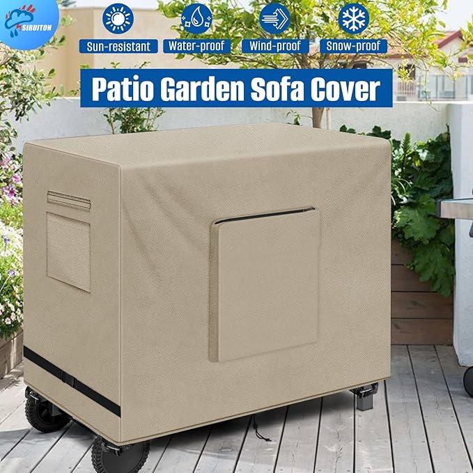 SIRUITON Outdoor Bar Cart Cover for 52 Inch BBQ Food Prep Table, Heavy Duty 600D Oxford Fabric Outdoor Dining Cart/BBQ/Worktable Metal Movable Table Waterproof Cover