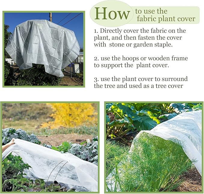 Plant Covers Freeze Protection 10x20ft Floating Row Cover 1.5oz/yd² Plant Covers for Winter Garden Fabric for Cold Sun Protection