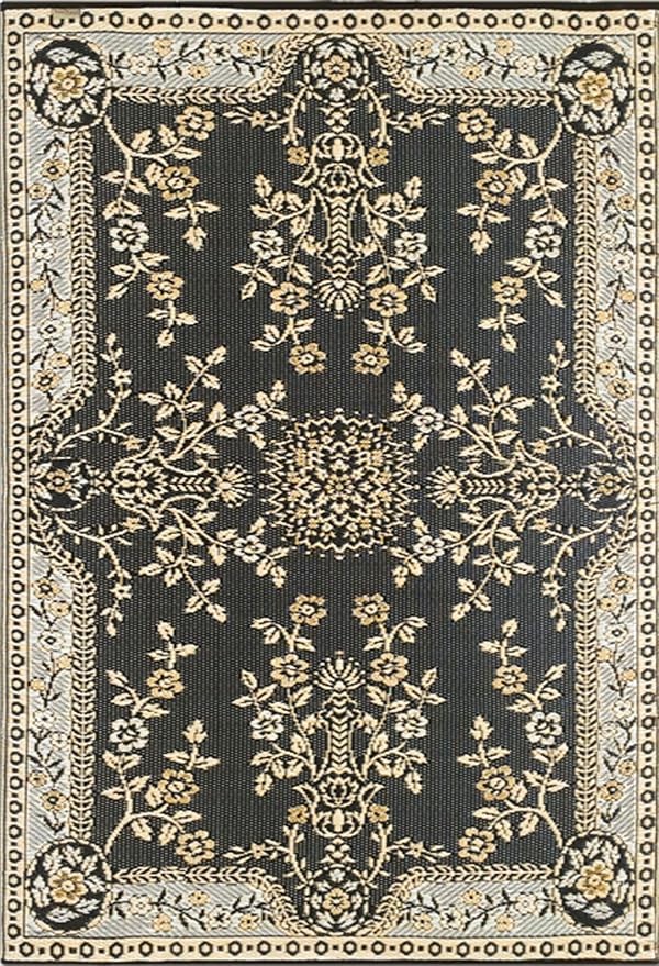 Mad Mats 4x6 Tan & Black Outdoor Rug, Reversible Plastic Mat for Patio, Porch, Poolside, Mudroom, Camping, RV, Deck - Garland