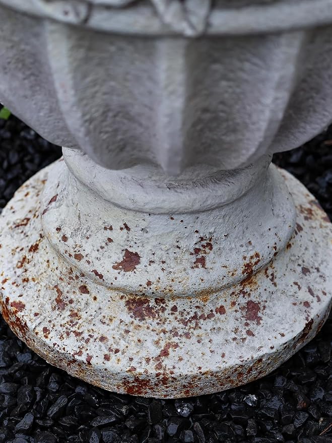 VISIBLE Vintage European Giant Garden Urn Planter, Decorative Cement and Fiber Flower Pot, Make Rust Finished, Wrap Foam Safely Delivered from Local Warehouse (Country, Large)