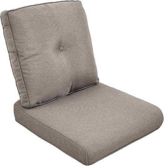 Outdoor Chair Cushion Set, 22" x 25" Deep Seat Cushion, Patio Chair Cushions for Outdoor, Include 1 Seat Cushion and 1 Back Cushion, Warm Grey