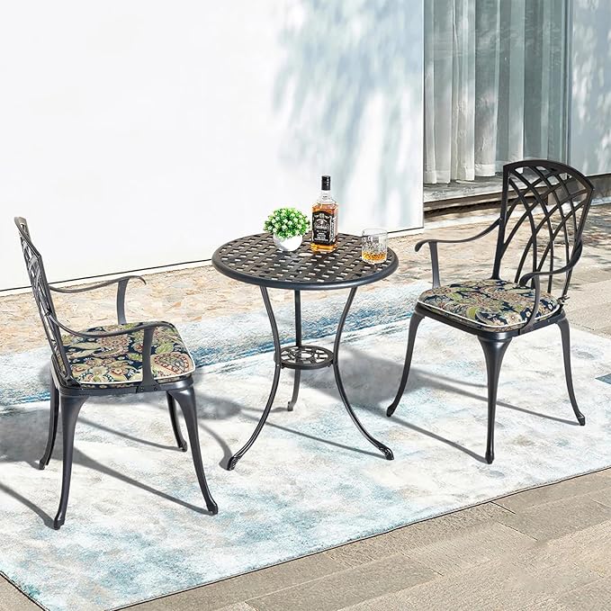 Outdoor Chair Cushions 16"x17" Set of 2, Water Resistant Patio Chair Pads with Ties, Seat Cushions for Home Garden Furniture Decoration, Paisley Sapphire Blue