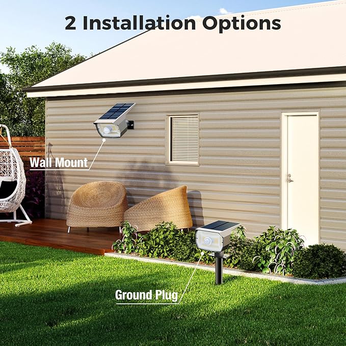 nipify Solar 1 Pack Spot Lights Outdoor Motion Sensor with 3 Modes,Solar Spotlights Outdoor Waterproof 2-in-1 Auto On/Off Landscape Lighting for Outside Yard Wall Garden Pathway, Warm White