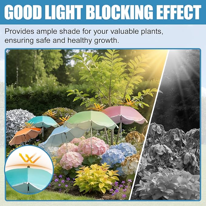 5 Pcs Plant Umbrellas with Adjustable Angle, 23.6 Inch Sun Shade Cover for Outdoor Potted Plants, Garden Beds & Patio Flowers, UV Protection & Easy Setup
