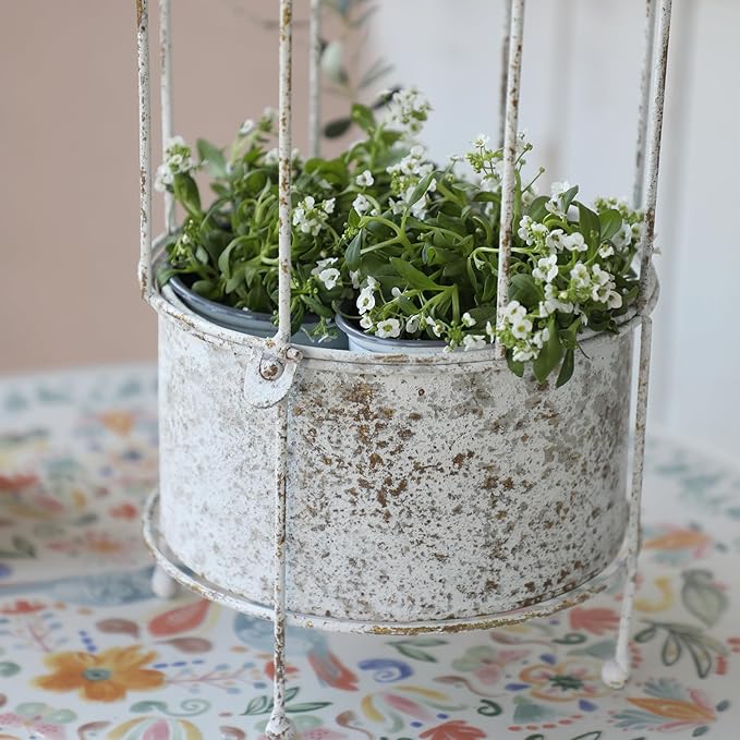 Rustic Vintage Birdcage Planter on Stand Farmhouse Distressed Decorative Metal Round Plants Holder Flower Pot with Latch Lock Closure for Garden Patio Yard Home Outdoor Balconies Decor