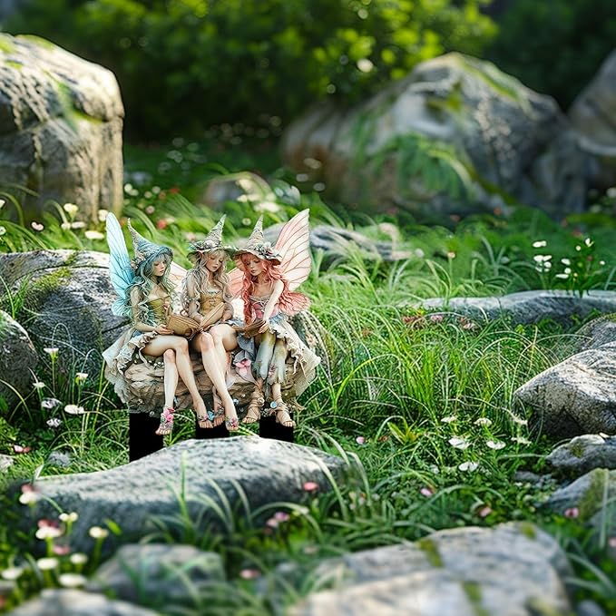 Bohemian Fairy Flower Pot Decor - Fairy Garden Accessories for Home or Garden (Reading Elf)