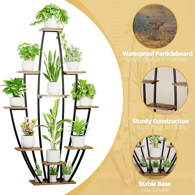 Plant Stand Indoor with Grow Lights - 10 Tiered Tall Plant Shelf Indoor, 59" Large Plant Stands for Indoor Plants, Metal Corner Flower Holder Rack Display for Living Room Patio Garden Balcony Home