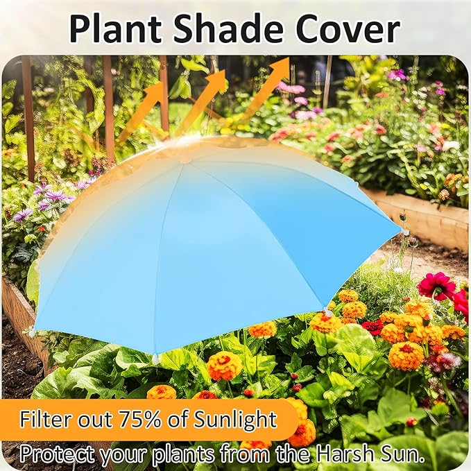 Plant Umbrellas for Outdoor Plants 24.8 Inch Garden Shade Cover Sun Protection Umbrella Space Saving Garden Umbrella Shade Canopy for Potted Plants Bed Flower Pot