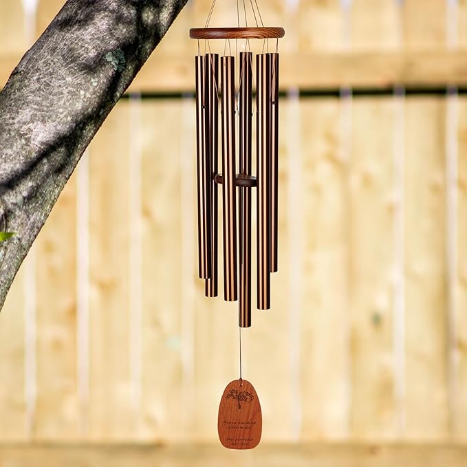 Woodstock Wind Chimes Personalized Amazing Grace Memorial Chime for Outside 40'' Large Bronze Sympathy Customized Forever Inspirational Wind Chime for Outdoor Patio Home Garden Decor (P-AGLBR01)