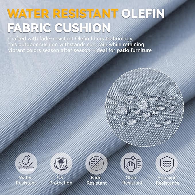 Outdoor Cushion Set for Furniture Patio Furniture, UV Resistant, Water Resistant - 6 Inch Thick Foam Garden Cushions – 22x24 Inch Patio Seat Covers for Chair/Sofa/Couch | Baby Blue | 10-Pack |