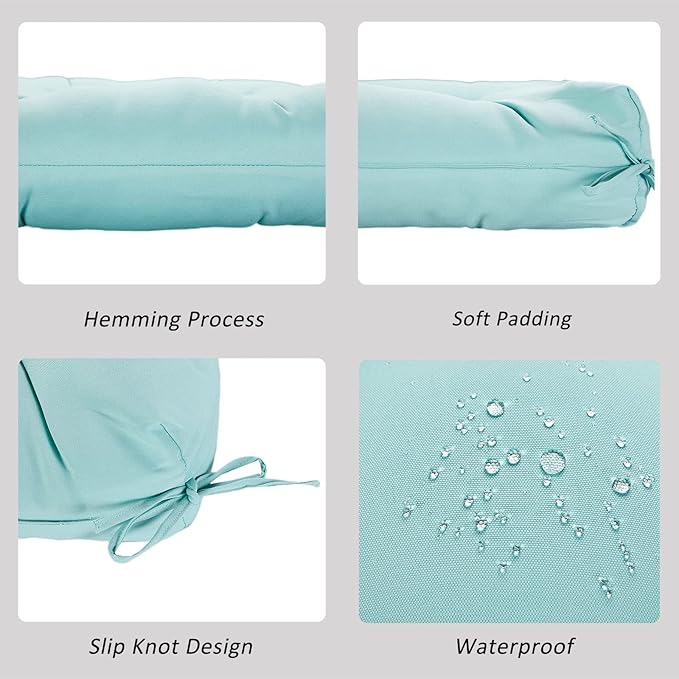 JMGBird Outdoor Chair Cushions, Patio Seat/Back Cushions, Pack of 2, 19" x 19" with Ties Transform Your Patio with Our Furniture Cushions (Light Blue)