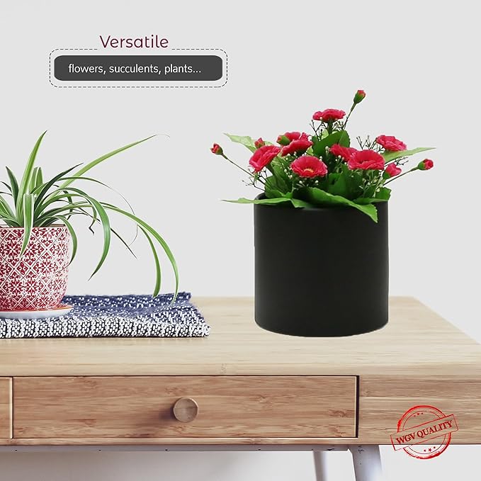 WGVI Matte Black Ceramic Cylinder Vase Width 3.75" Height 4", Flower Arrangements, Candle Holder, Terrarium Planter Pot, Tabletop Storage Container Organizer Pen Brush Holder, Bulk Wholesale, 24 Pcs