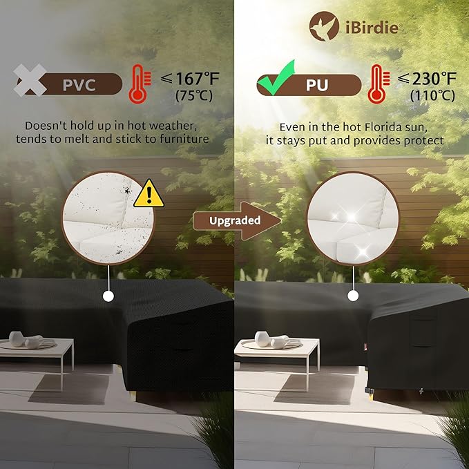 iBirdie Outdoor Patio Furniture Cover fit 120 x 90 inch, 118 x 89, L-Shaped Sectional Sofa, Waterproof Weatherproof Heavy Duty 600D Garden Cover for Outside L Shape Couch