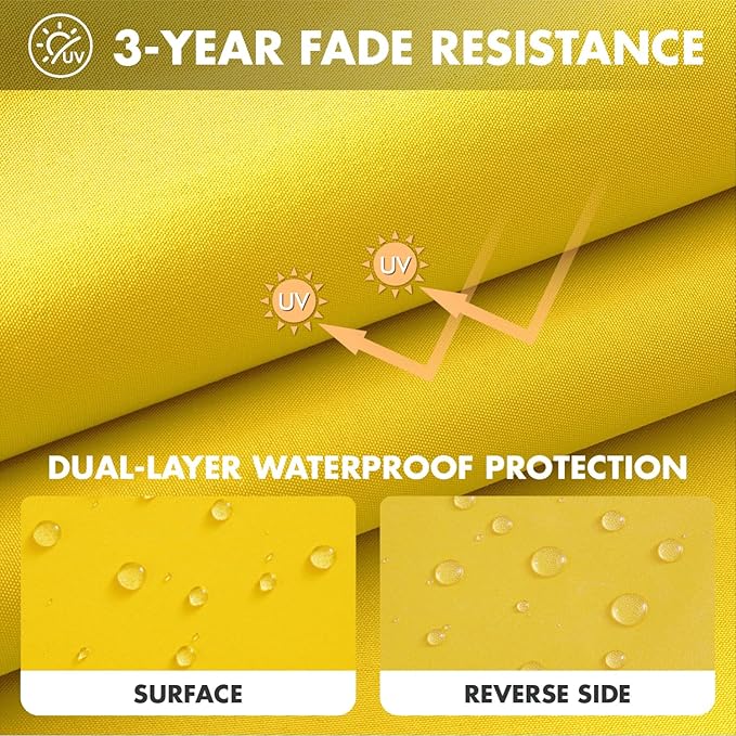 MIULEE Yellow Outdoor Seat Cushion 22x22 Inch Waterproof & 3 Year Fade Resistant Deep Seat and Back Cushion for Patio Furniture Chair Sofa Couch with Handle and Adjustable Straps