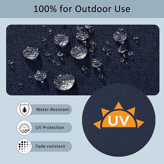 24.5x24.5 Inch Outdoor Deep Seat Cushions Set of 2,Thick High-Density Foam, Water-Resistant, Corner Ties & YKK Hidden Zipper for Patio Furniture,Midnight