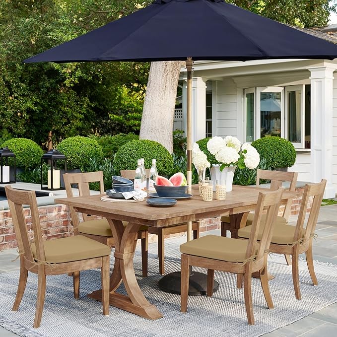HARBOREST Outdoor Chair Cushions Set of 6, Water Resistant Patio Chair Cushions with Ties, Outdoor Seat Cushions for Patio Furniture, 17"x16"x2", Khaki