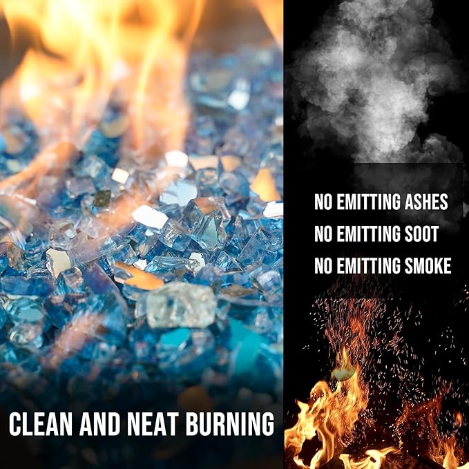 Skyflame 10-Pound Fire Glass for Fireplace Fire Pit and Landscaping, Pacific Blue Reflective, 1/4-Inch