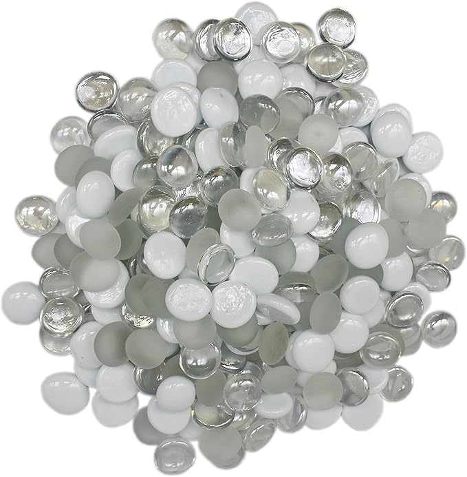Set of Decorative White and Clear Stones Perfect for Aquariums, Vase Fillers, Table Scatter, Scrapbooking and Much More! Beautiful Gems! (Glacier White)